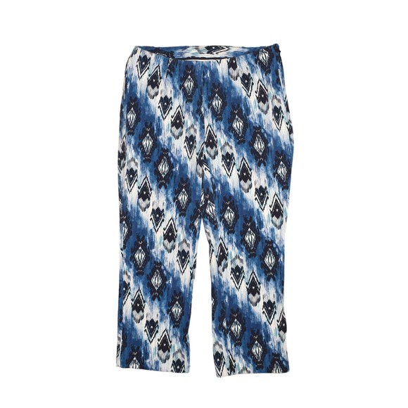 CHICO'S $59 Stretch Cotton Diamond Ikat Side Zip Cropped Pant Chico's 0 / US S - Picture 1 of 3